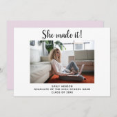 彼女は大学院シンプル写真卒業を行った 案内状 (正面/裏面)