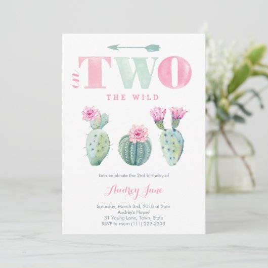 彼女は女の子のための二番目の野生の誕生日の招待状 招待状 (スタンド正面)