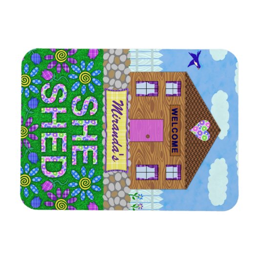 彼女は女性の洞窟ガーデンハット名を流パーソナライズされたした マグネット (横)