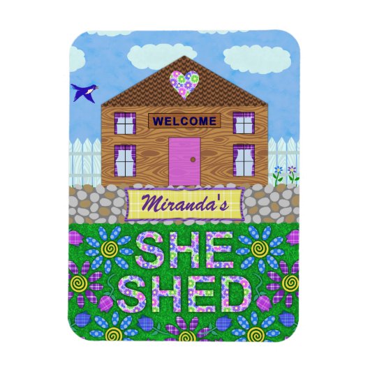 彼女は女性の洞窟ガーデンハット名を流パーソナライズされたした マグネット (縦)