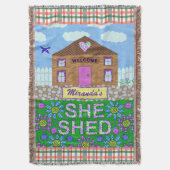 彼女は女性洞窟ガーデンハットプレイドを流パーソナライズされたした スローブランケット (正面縦)