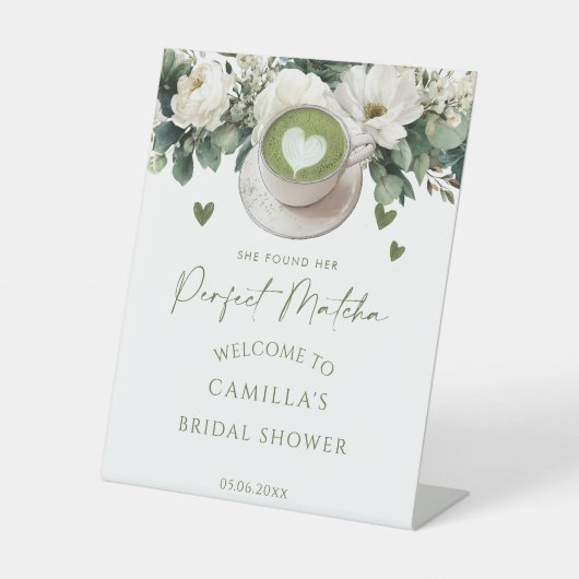 彼女は完璧な抹茶ウェルカムを見つけた 台座サイン (正面)