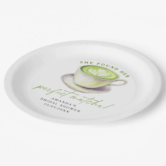 彼女は完璧な抹茶ブライダルシャワーを見つけた ペーパープレート (アングル)