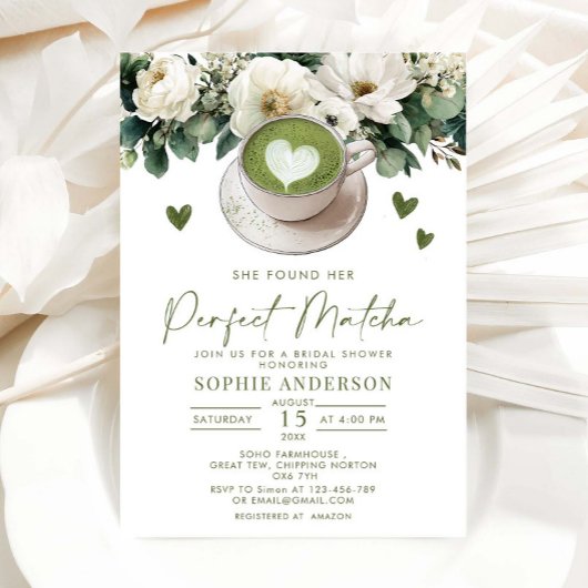彼女は完璧な抹茶ブライダルシャワーを見つけた 招待状