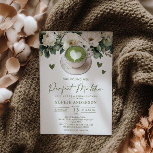 彼女は完璧な抹茶ブライダルシャワーを見つけた 招待状