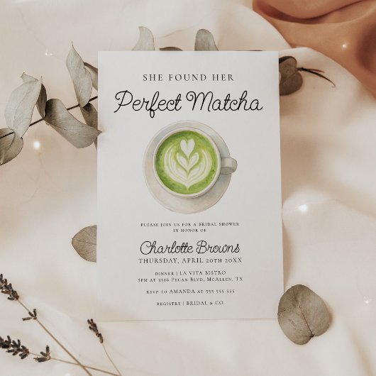 彼女は完璧な抹茶ブライダルシャワーを見つけた 招待状