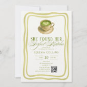 彼女は完璧な抹茶ブライダルシャワーQRコードを見つけた 招待状 (正面)