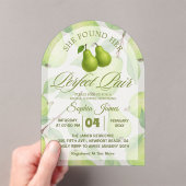 彼女は完璧な梨のブライダルシャワーを見エレガントつけた アクリル招待状 (インサイチュ (ポータブル))