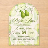 彼女は完璧な梨のブライダルシャワーを見エレガントつけた アクリル招待状 (正面)