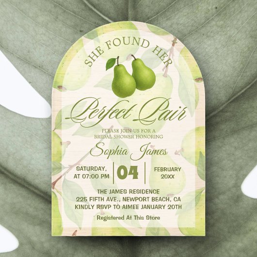 彼女は完璧な梨のブライダルシャワーを見エレガントつけた アクリル招待状