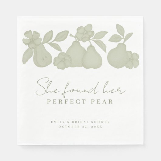 彼女は完璧な梨のブライダルシャワー昼食会を見つけた スタンダードランチョンナプキン (正面)