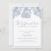 彼女は完璧な梨を見つけた | ブルーブライダルシャワー 招待状 (正面)