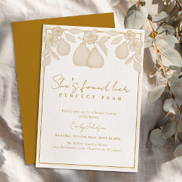 彼女は完璧な梨を見つけた | 金ゴールドブライダルシャワー 招待状