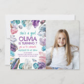 彼女は宝石の地質学ガール誕生日写真招待状 招待状 (正面)