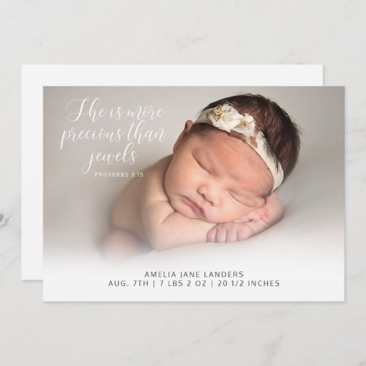 彼女は宝石よりも大切多くの写真誕生 案内状 (正面/裏面)