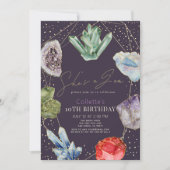 彼女は宝石クリスタルジェムストーン地質学誕生日 招待状 (正面)