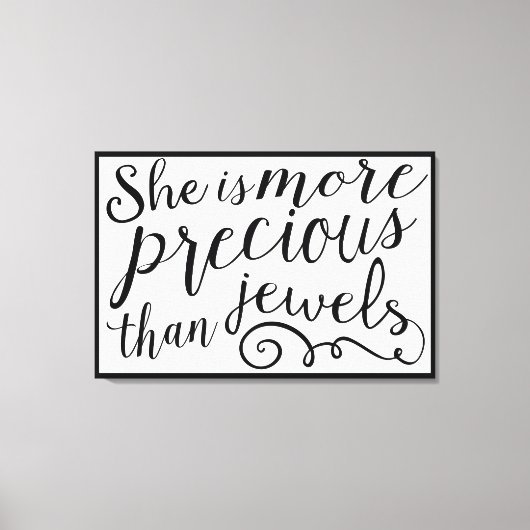 彼女は宝石大切よりも黒い縁ど キャンバスプリント (正面)