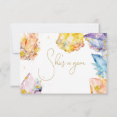 彼女は宝石誕生日クリスタルガールの水色だ サンキューカード (裏面)