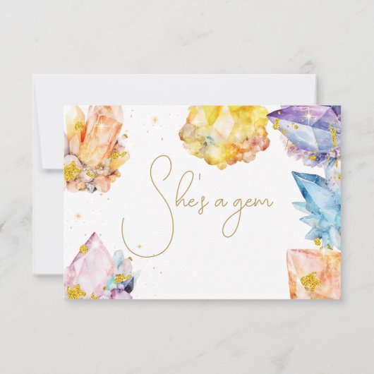 彼女は宝石誕生日クリスタルガールの水色だ サンキューカード (裏面)