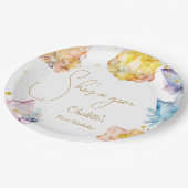 彼女は宝石誕生日クリスタルガールの水色だ ペーパープレート (アングル)