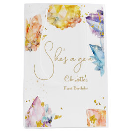 彼女は宝石誕生日クリスタルガールの水色だ ミディアムペーパーバッグ