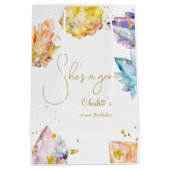 彼女は宝石誕生日クリスタルガールの水色だ ミディアムペーパーバッグ (裏面)