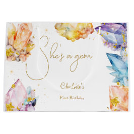 彼女は宝石誕生日クリスタルガールの水色だ ラージペーパーバッグ