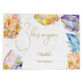 彼女は宝石誕生日クリスタルガールの水色だ ラージペーパーバッグ (裏面)