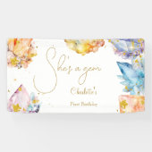 彼女は宝石誕生日クリスタルガールの水色だ 横断幕 (横)