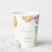 彼女は宝石誕生日クリスタルガールの水色だ 紙コップ (裏面)