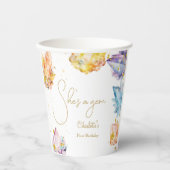 彼女は宝石誕生日クリスタルガールの水色だ 紙コップ (正面)