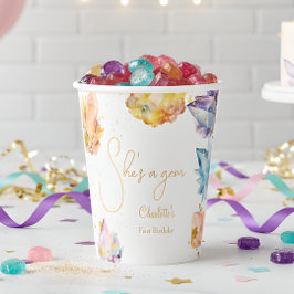 彼女は宝石誕生日クリスタルガールの水色だ 紙コップ