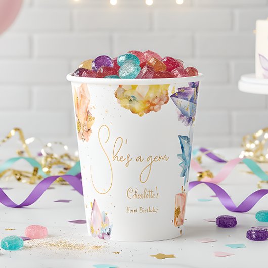 彼女は宝石誕生日クリスタルガールの水色だ 紙コップ