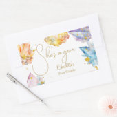 彼女は宝石誕生日クリスタルガールの水色だ 長方形シール (封筒)