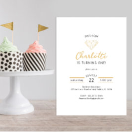 彼女は宝石 ゴールド ダイヤモンド 誕生日 招待状