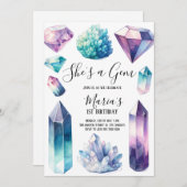 彼女は宝石 地質学 宝石 誕生日 招待状 (正面/裏面)
