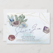 彼女は宝石 誕生日 地質学 1歳 招待状 (正面)