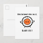 彼女は寿司ができるはずだ - 面白い言葉遊び ポストカード (正面/裏面)