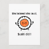 彼女は寿司ができるはずだ - 面白い言葉遊び ポストカード (正面)