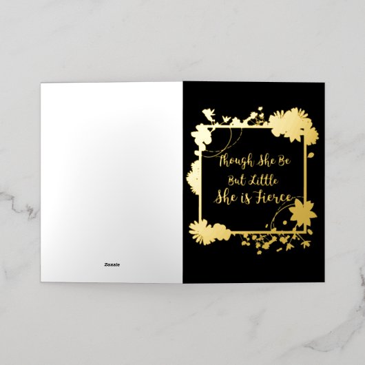 彼女は小さいが獰猛だが 箔グリーティングカード (外側レイダウン)
