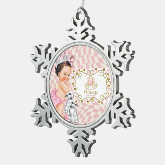 彼女は少しプリンセスが行く途中だ。 スノーフレークピューターオーナメント (右)