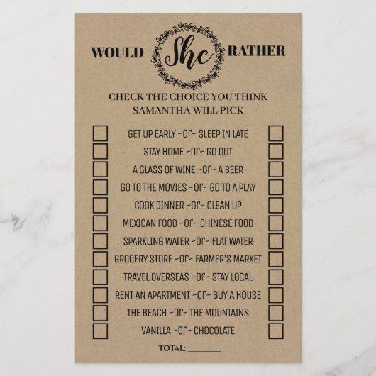 彼女は少し素朴なシャワーのバイリンガルゲーム チラシ (正面)