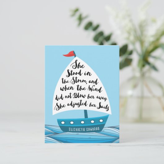 彼女は嵐、勇気付けられるの郵便はがきに立ちました ポストカード (スタンド正面)