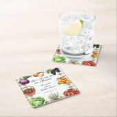 彼女は市場からフレッシュオフのギンガムのウェディングシャワーを満喫中 スクエアペーパーコースター (インサイチュ)