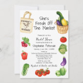 彼女は市場からフレッシュ トートバッグ ブライダルシャワー 招待状 (正面)