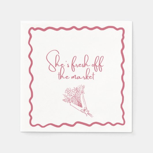 「彼女は市場からフレッシュ」 フラワープリント スタンダードカクテルナプキン (正面)