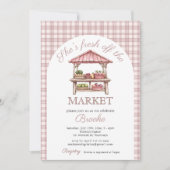 彼女は市場から出たばかりのピンクのブライダルシャワー 招待状 (正面)