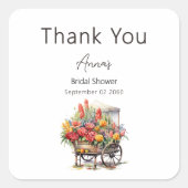 彼女は市場から出たばかりのブライダルシャワーありがとう スクエアシール (正面)