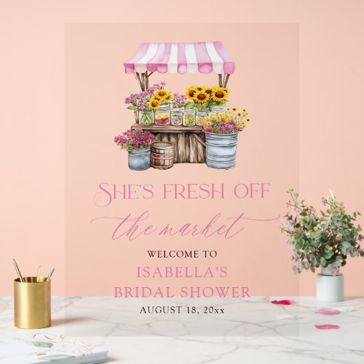 彼女は市場から出たばかりのブライダルシャワー歓迎 アクリルサイン (ウェディング)