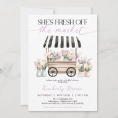 彼女は市場から出たばかりの紫のブライダルシャワー 招待状 (正面)